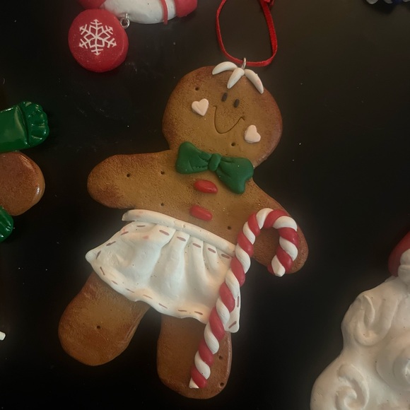 Vintage Clay Dough Gingerbread Man Christmas Ornaments 3 set - Picture 3 of 5